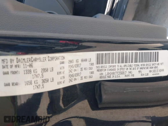 2007 Jeep Commander Sport with VIN 1J8HG48K77C556917, listed as a IAAI auction lot 42659784 with 216,395 mi miles and . Bid and sale history available at DreamBid. Image 9.