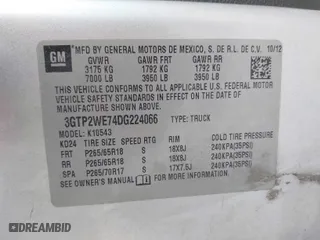 2013 GMC Sierra 1500 SLT with VIN 3GTP2WE74DG224066, listed as a IAAI auction lot 41990545 with 169,296 mi miles. Bid and sale history available at carsss.com. Image 9.