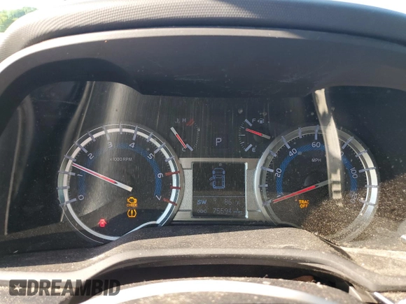2016 Toyota 4Runner SR5 with VIN JTEZU5JR6G5122702, listed as a Copart auction lot 57997125 with 75,594 mi miles and Salvage title. Bid and sale history available at DreamBid. Image 9.
