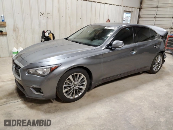 2023 Infiniti Q50 Luxe with VIN JN1EV7BP9PM512226, listed as a Copart auction lot 56002275 with 29,865 mi miles and Salvage title. Bid and sale history available at DreamBid. Image 1.