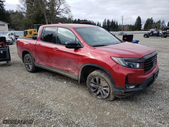2021 Honda Ridgeline Sport with VIN 5FPYK3F13MB008011, listed as a Copart auction lot 47139165 with 21,945 mi miles and Salvage Title. Bid and sale history available at carsss.com. Image 4.