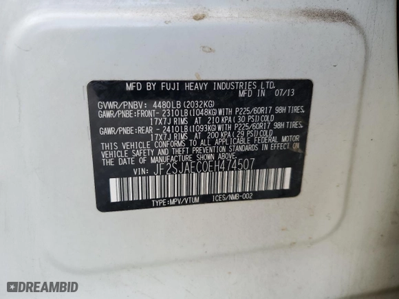 2014 Subaru Forester 2.5i Premium with VIN JF2SJAEC0EH474507, listed as a Copart auction lot 50717015 with 197,314 mi miles and Salvage Title. Bid and sale history available at carsss.com. Image 16.