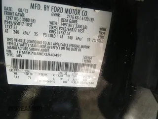 2014 Ford Explorer with VIN 1FM5K7B88EGA43491, listed as a IAAI auction lot 41320227 with 203,131 mi miles and . Bid and sale history available at DreamBid. Image 9.