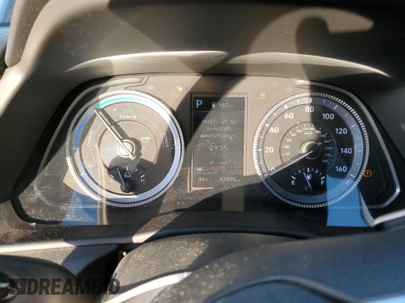 2022 Hyundai Sonata Hybrid Blue with VIN KMHL24JJ8NA040815, listed as a Copart auction lot 44653955 with 92,090 mi miles and Salvage Title. Bid and sale history available at carsss.com. Image 9.