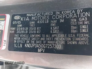 2016 Kia Soul + with VIN KNDJP3A50G7257303, listed as a IAAI auction lot 41878177 with 66,483 mi miles. Bid and sale history available at carsss.com. Image 9.