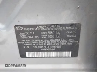 2015 Hyundai Elantra SE z VIN 5NPDH4AE0FH593656, wystawiony jako IAAI lot #42346608 z przebiegiem 153 562 mil mil oraz . Historia ofert i sprzedaży dostępna na DreamBid. Obrazek 9.
