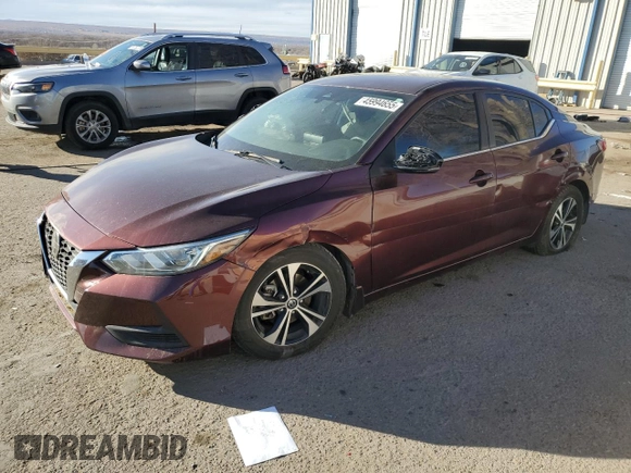 2020 Nissan Sentra SV with VIN 3N1AB8CV3LY278876, listed as a Copart auction lot 45994655 with 74,645 mi miles and Salvage Title. Bid and sale history available at carsss.com. Image 1.