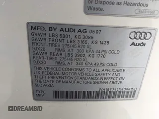 2008 Audi Q7 Premium with VIN WA1BY74LX8D001511, listed as a IAAI auction lot 42561490 with 103,264 mi miles and . Bid and sale history available at DreamBid. Image 9.