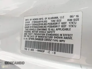 2016 Honda Odyssey EX-L with VIN 5FNRL5H68GB128552, listed as a IAAI auction lot 41947677 with 213,255 mi miles and . Bid and sale history available at DreamBid. Image 9.