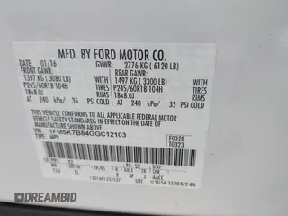 2016 Ford Explorer с VIN 1FM5K7B84GGC12103, выставлен на аукционе IAAI как лот 41833559 с пробегом 145 238 миль миль и . История ставок и продаж доступна на DreamBid. Изображение 9.