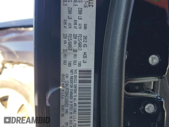 2017 Jeep Patriot Latitude with VIN 1C4NJPFB9HD103023, listed as a Copart auction lot 89003275 with 70,738 mi miles and Salvage Title. Bid and sale history available at DreamBid. Image 14.