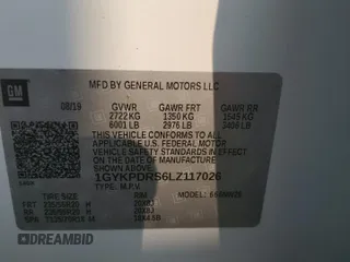 2020 Cadillac XT6 AWD Premium Luxury with VIN 1GYKPDRS6LZ117026, listed as a Copart auction lot 59591825 with 55,515 mi miles and Non repairable. Bid and sale history available at DreamBid. Image 13.