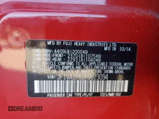 2015 Subaru WRX STI with VIN JF1VA2P62F9823094, listed as a Copart auction lot 43390715 with 127,043 mi miles and Salvage Title. Bid and sale history available at DreamBid. Image 13.