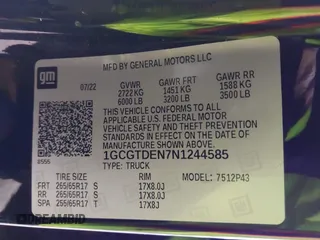 2022 Chevrolet Colorado 4WD Z71 z VIN 1GCGTDEN7N1244585, wystawiony jako IAAI lot #41625980 z przebiegiem 21 210 mil mil oraz . Historia ofert i sprzedaży dostępna na DreamBid. Obrazek 9.
