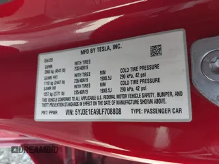 2020 Tesla Model 3 Standard Range Plus with VIN 5YJ3E1EA9LF708808, listed as a IAAI auction lot 40018323 with 32,069 mi miles. Bid and sale history available at carsss.com. Image 9.