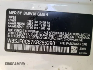 2019 BMW M5 Competition with VIN WBSJF0C57KB285290, listed as a Copart auction lot 40430303 with 58,912 mi miles. Bid and sale history available at carsss.com. Image 15.