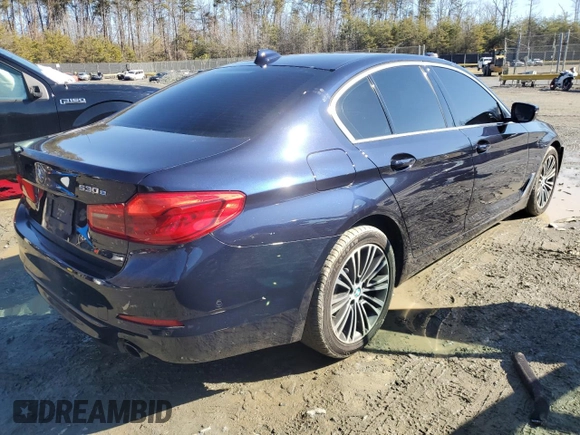 2020 BMW 5 Series 530e with VIN WBAJA9C00LB399824, listed as a Copart auction lot 45011365 with 52,678 mi miles and Salvage Title. Bid and sale history available at DreamBid. Image 3.