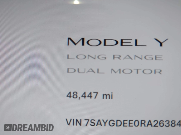 2024 Tesla Model Y Long Range z VIN 7SAYGDEE0RA263842, wystawiony jako IAAI lot #42106339 z przebiegiem 48 447 mil mil oraz . Historia ofert i sprzedaży dostępna na DreamBid. Obrazek 15.