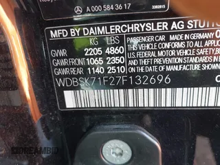 2007 Mercedes-Benz SL 550 с VIN WDBSK71F27F132696, выставлен на аукционе IAAI как лот 42053879 с пробегом 115 093 миль миль и . История ставок и продаж доступна на DreamBid. Изображение 9.