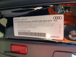 2019 Audi A5 Sportback Premium with VIN WAUANCF58KA010960, listed as a Copart auction lot 47604643 with 53,732 mi miles. Bid and sale history available at carsss.com. Image 12.