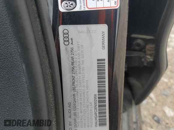 2014 Audi A6 Prestige with VIN WAUHGAFC2EN002958, listed as a Copart auction lot 61773995 with 164,520 mi miles and Clean title. Bid and sale history available at DreamBid. Image 12.