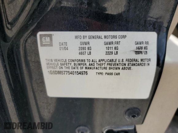2004 Cadillac CTS with VIN 1G6DM577540154976, listed as a Copart auction lot 49225144 with 172,548 mi miles and Salvage Title. Bid and sale history available at DreamBid. Image 12.