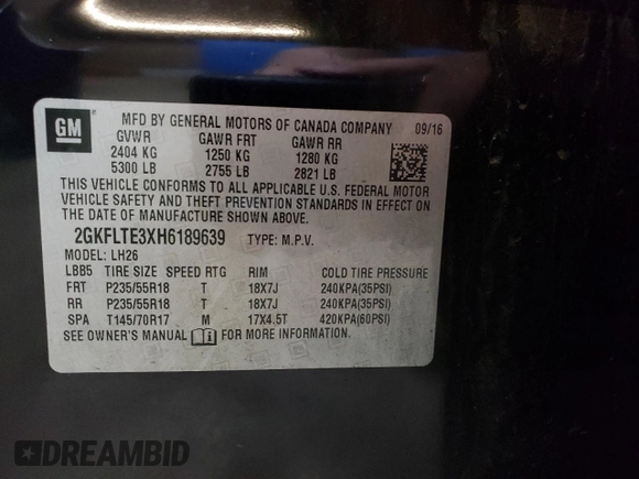2017 GMC Terrain SLE with VIN 2GKFLTE3XH6189639, listed as a Copart auction lot 68061784 with 142,493 mi miles and Salvage Title. Bid and sale history available at carsss.com. Image 12.