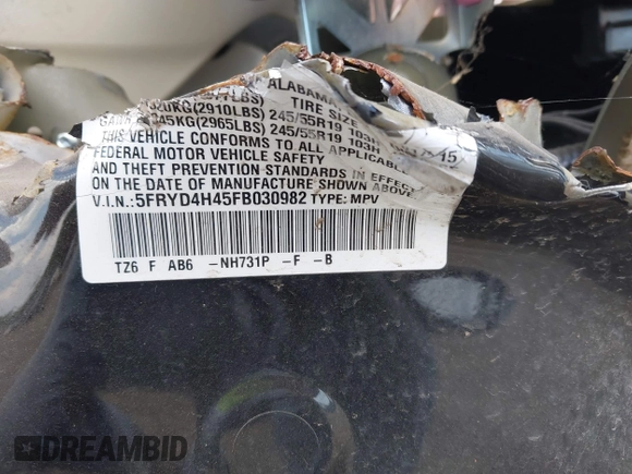 2015 Acura MDX Technology with VIN 5FRYD4H45FB030982, listed as a IAAI auction lot 36404266 with 72,001 mi miles and . Bid and sale history available at DreamBid. Image 9.