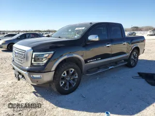 2020 Nissan Titan Platinum Reserve with VIN 1N6AA1EF2LN500797, listed as a Copart auction lot 41897765 with 90,060 mi miles and Salvage title. Bid and sale history available at DreamBid. Image 1.