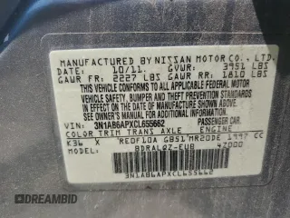 2012 Nissan Sentra S with VIN 3N1AB6APXCL655662, listed as a Copart auction lot 53621125 with 171,523 mi miles and Clean Title. Bid and sale history available at DreamBid. Image 12.