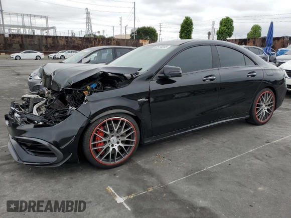 2018 Mercedes-Benz CLA 45 AMG z VIN WDDSJ5CB1JN567585, wystawiony jako Copart lot #55470285 z przebiegiem Nie podano mil oraz Szkoda całkowita • Salvage title. Historia ofert i sprzedaży dostępna na DreamBid. Obrazek 1.