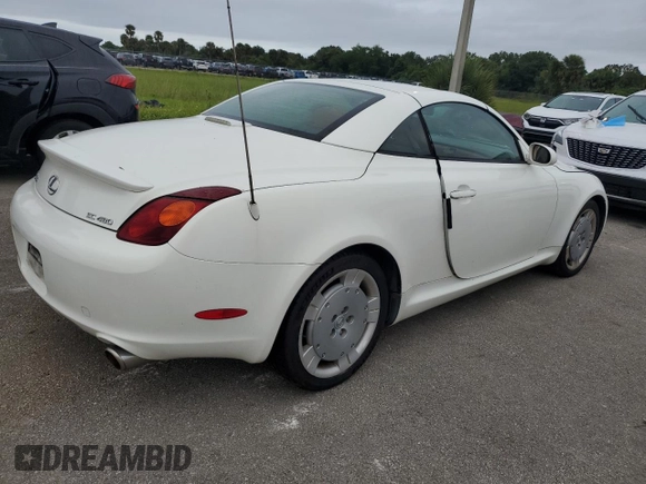 2002 Lexus SC with VIN JTHFN48Y720001922, listed as a Copart auction lot 75008854 with Not Provided miles and Non Repairable. Bid and sale history available at carsss.com. Image 3.