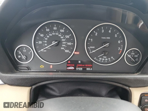 2015 BMW 3 Series 328i xDrive with VIN WBA3B5C55FF959442, listed as a Copart auction lot 57566895 with 97,628 mi miles and Clean title. Bid and sale history available at DreamBid. Image 9.