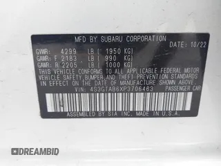 2023 Subaru Impreza with VIN 4S3GTAB6XP3706463, listed as a IAAI auction lot 42201164 with 71,572 mi miles and . Bid and sale history available at DreamBid. Image 9.