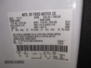 2014 Ford F-150 XL with VIN 1FTFX1ET9EFA62502, listed as a IAAI auction lot 41575300 with 123,698 mi miles and . Bid and sale history available at DreamBid. Image 9.