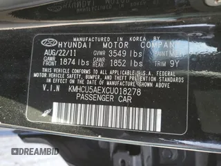 2012 Hyundai Accent SE with VIN KMHCU5AEXCU018278, listed as a Copart auction lot 48282465 with 106,970 mi miles and Salvage Title. Bid and sale history available at carsss.com. Image 12.