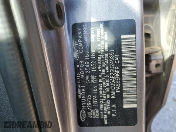 2016 Hyundai Accent Sport with VIN KMHCU5AE2GU249391, listed as a Copart auction lot 48917085 with 124,200 mi miles and Salvage Title. Bid and sale history available at carsss.com. Image 12.