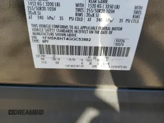 2016 Ford Explorer Platinum с VIN 1FM5K8HT4GGC53882, выставлен на аукционе Copart как лот 86758724 с пробегом 112 815 миль миль и Списание • Salvage title. История ставок и продаж доступна на DreamBid. Изображение 13.
