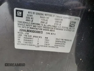 2016 Chevrolet Equinox LS with VIN 2GNALBEK6G6308672, listed as a Copart auction lot 45748275 with 113,115 mi miles and Salvage Title. Bid and sale history available at DreamBid. Image 16.
