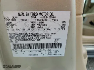 2010 Ford Escape XLT with VIN 1FMCU0D76AKA31358, listed as a Copart auction lot 49997695 with 0 mi miles and Salvage Title. Bid and sale history available at carsss.com. Image 13.