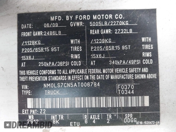 2010 Ford Transit Connect XL с VIN NM0LS7CN5AT006784, выставлен на аукционе IAAI как лот 41792754 с пробегом 235 604 миль миль и . История ставок и продаж доступна на DreamBid. Изображение 9.