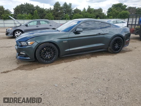2015 Ford Mustang GT with VIN 1FA6P8CFXF5348412, listed as a Copart auction lot 58665155 with 41,878 mi miles and Salvage title. Bid and sale history available at DreamBid. Image 1.