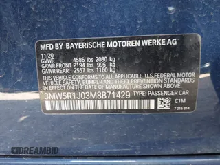 2021 BMW 3 Series 330i z VIN 3MW5R1J03M8B71429, wystawiony jako IAAI lot #42290683 z przebiegiem Nie podano mil oraz . Historia ofert i sprzedaży dostępna na DreamBid. Obrazek 9.