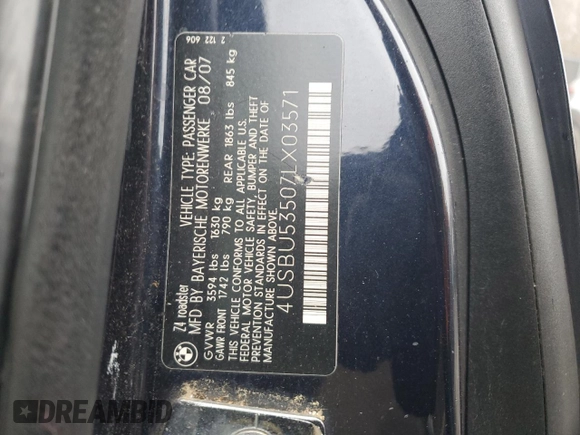 2007 BMW Z4 3.0si with VIN 4USBU53507LX03571, listed as a Copart auction lot 84439724 with 93,308 mi miles and Clean title. Bid and sale history available at DreamBid. Image 12.