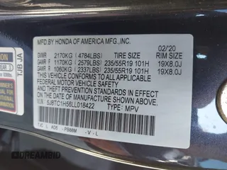 2020 Acura RDX Technology z VIN 5J8TC1H56LL018422, wystawiony jako IAAI lot #40978912 z przebiegiem 35 670 mil mil oraz . Historia ofert i sprzedaży dostępna na DreamBid. Obrazek 9.