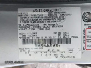 2010 Ford Fusion SE with VIN 3FAHP0HA3AR169366, listed as a IAAI auction lot 41921424 with 189,799 mi miles. Bid and sale history available at carsss.com. Image 9.