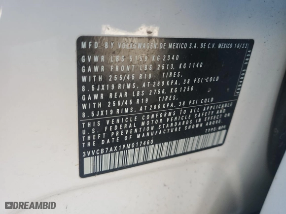 2023 Volkswagen Tiguan SE R-Line Black with VIN 3VVCB7AX1PM017460, listed as a Copart auction lot 47497475 with 35,099 mi miles and Salvage Title. Bid and sale history available at carsss.com. Image 13.