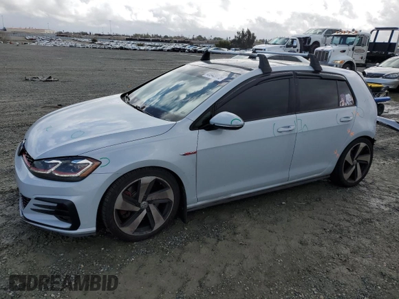 2019 Volkswagen Golf GTI S with VIN 3VW5T7AU4KM030347, listed as a Copart auction lot 48943025 with 49,636 mi miles and Salvage Title. Bid and sale history available at carsss.com. Image 1.