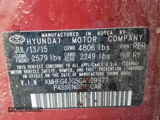 2016 Hyundai Azera with VIN KMHFG4JG5GA509977, listed as a Copart auction lot 47833055 with Not Provided miles and Salvage Title. Bid and sale history available at DreamBid. Image 13.