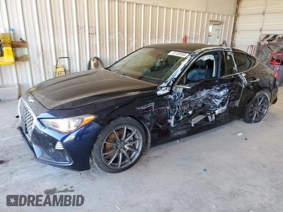 2019 Genesis G70 2.0T Advanced with VIN KMTG64LA1KU026869, listed as a Copart auction lot 70709004 with 85,109 mi miles and Salvage Title. Bid and sale history available at carsss.com. Image 1.